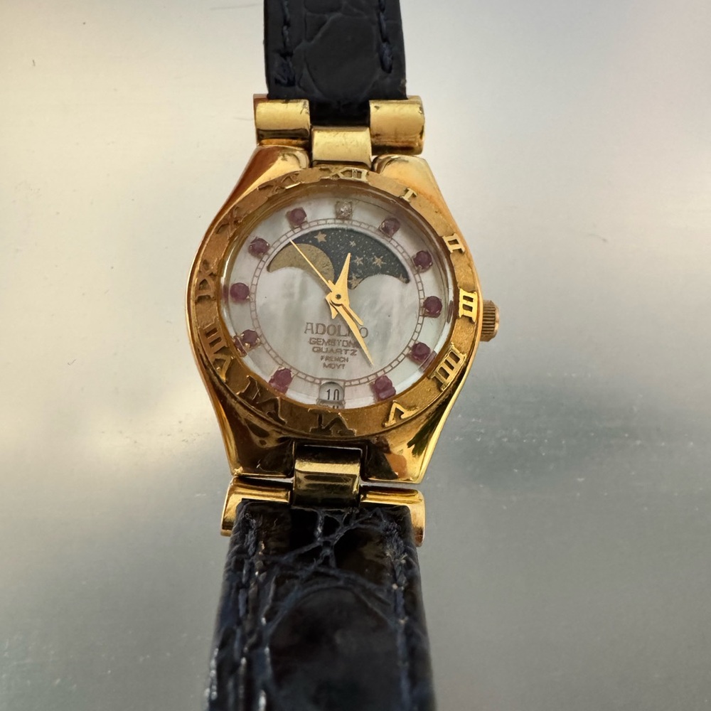 Adolpho vintage moon phase time watch.